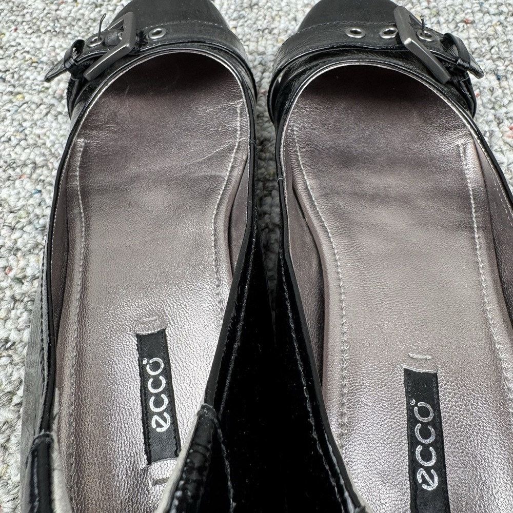 ECCO Abelone Size 40 US 9-9.5 Slip On Shoes Comfort Black Patent Leather Buckle - Picture 9 of 13